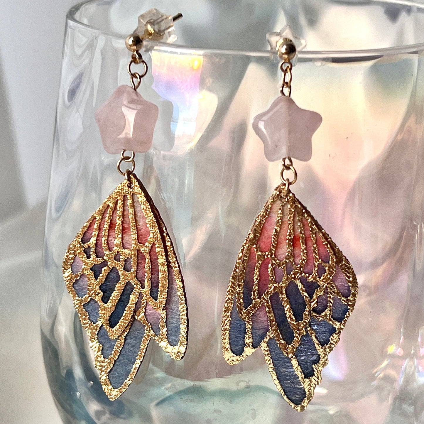 Handmade Earrings/ Vintage-Style Fabric Crystal Earring/ 14k Gold Shape Vintage Mesh Earring/ Gold Earring Stainless Steel Waterproof Anti Tarnish Gold Jewelry/ Good Luck Gifts/ Gift for Her/ Good Fortune