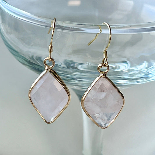 Raw Natural Rose Quartz Stone/ Earrings Gemstone Earrings Healing Crystal Studs Birthstone Earrings Boho Jewelry/ Love Compassion & Healing/ Handmade Earrings/Vintage-Style Earrings/Shape Vintage Mesh/Gold Necklace Stainless Steel Waterproof Anti tarnish Gold Jewelry/Heart Jewelry/ Anniversary Gift/ good luck gifts/gift for her/ "Heart Stone" /Drop Earrings