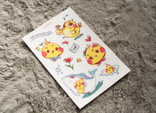 Cockatiel birdy sticker sheet