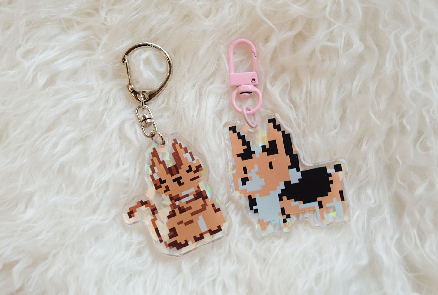 Pixel cat and dog Acrylic Charm