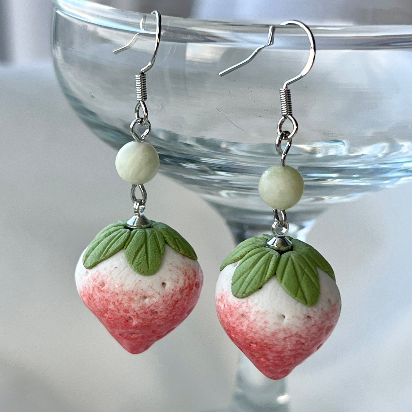 Minimal Shell Romantic Earrings Handmade Polymer Clay Dangle Jewelry Lightweight Earrings Gift For Wife For Anniversary Gift/  Handmade Earrings/Vintage-Style Earrings/good luck gifts/gift for her/Strawberry Cute Earrings