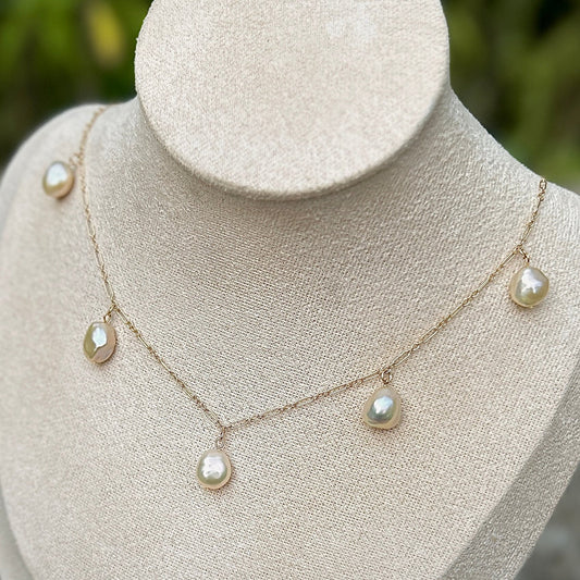 Handmade Natural Freshwater Pearl Necklace/Genuine Pearl Necklace/Dainty Pearl Necklace Twisted Pearl/ Beaded Pearl/Bridesmaid gift/Real pearl Necklace/Gift for her