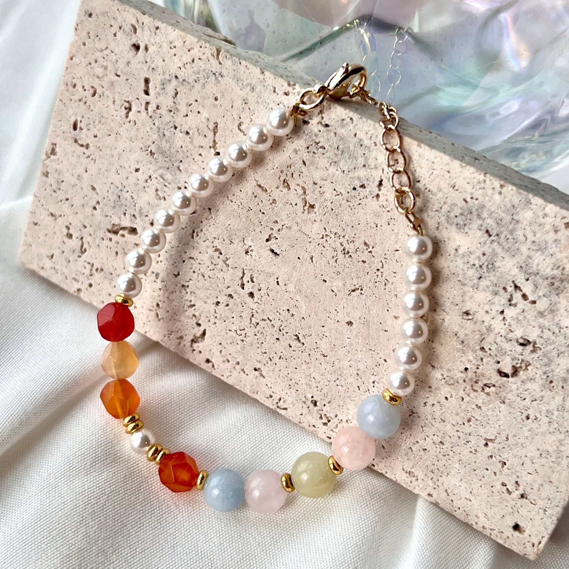 High Grade Morganite Crystal Bracelet - Handmade Natural Crystal Healing Gemstone Jewellery / Beryl / Aquamarine / Heliodor/ promoting love/ compassion/and emotional healing/healing crystal/handmade bracelet/ Anniversary Gift/ good luck gifts/gift for her